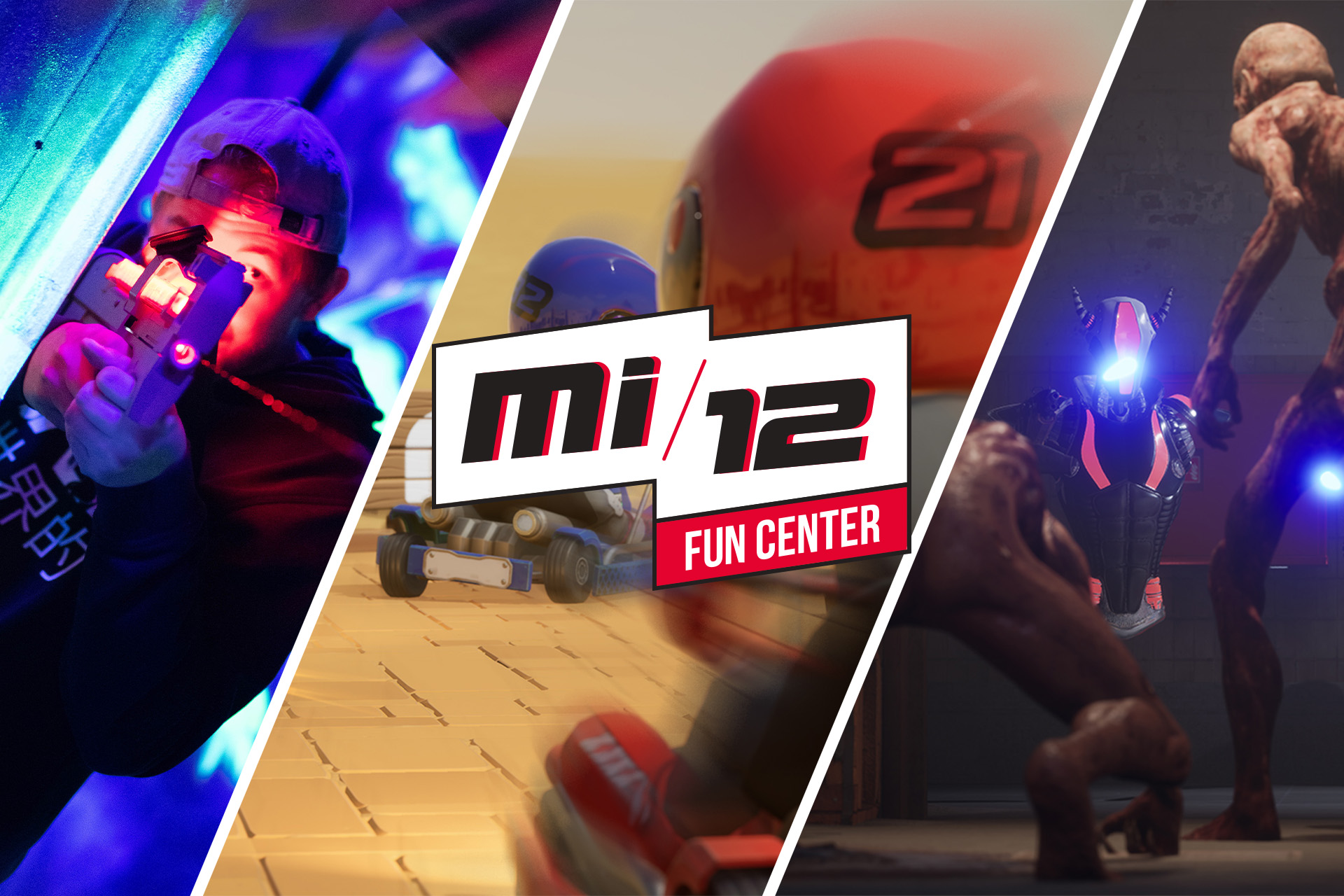 MI12 Fun Center Formule Trio Laser Karting Free Roaming